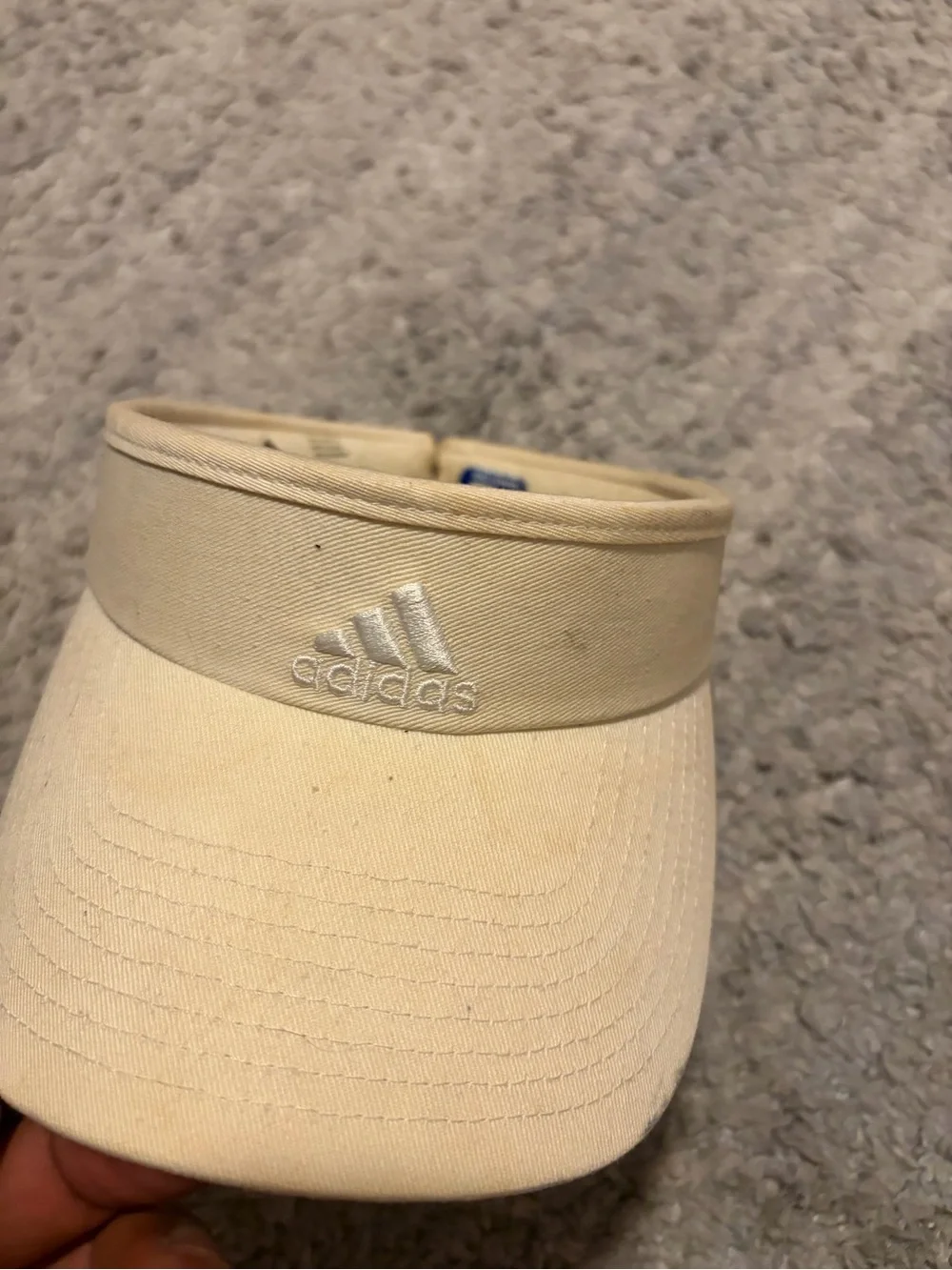 Vintage Adidas Golf Visor Sun Hat Cream Off White Embroidered Logo Always Cool O